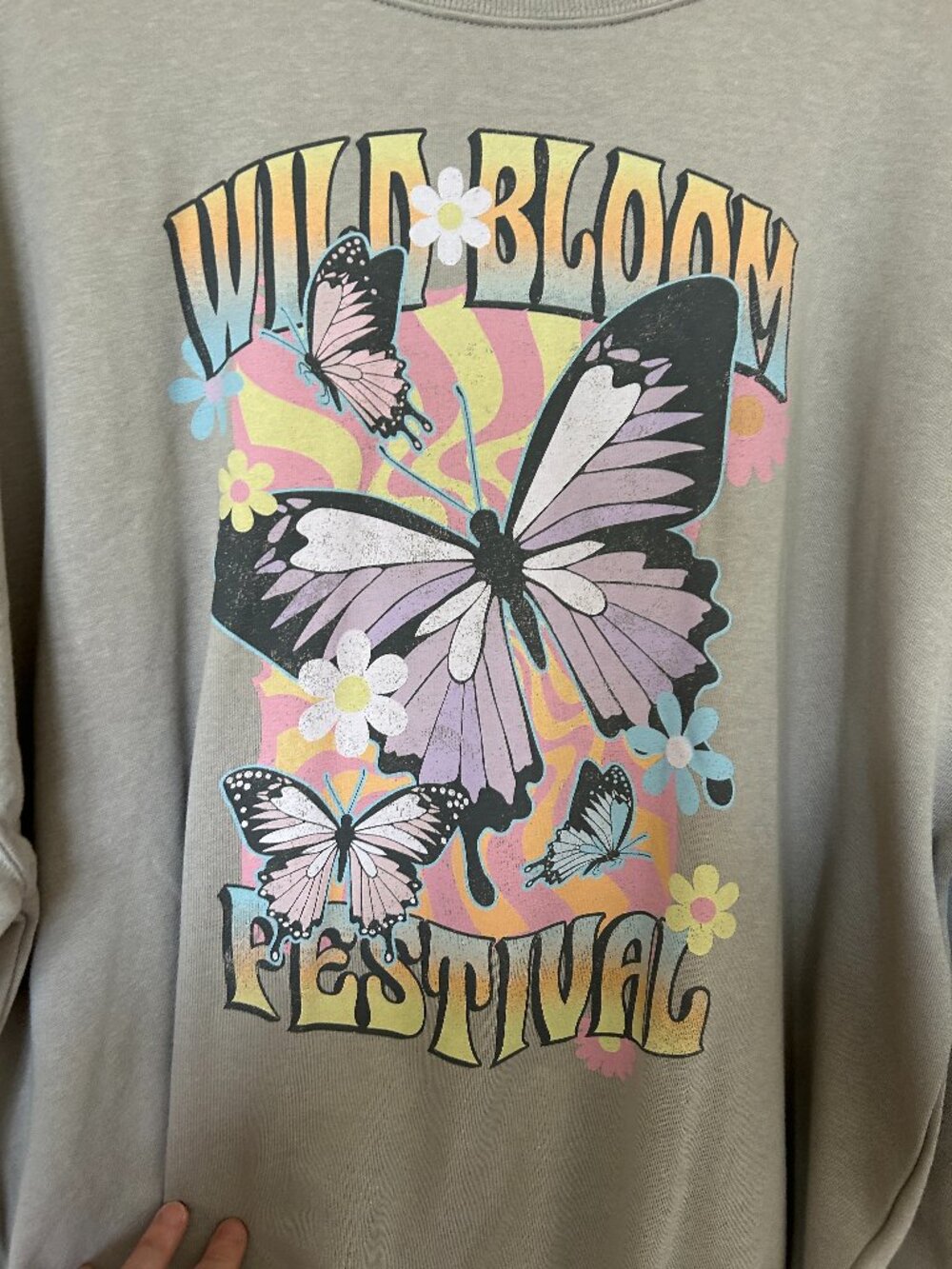 Gray Butterfly Sweatshirt - XL - "Wild Bloom Festival"